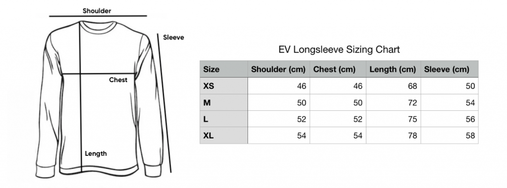 Longsleeve - Size Chart